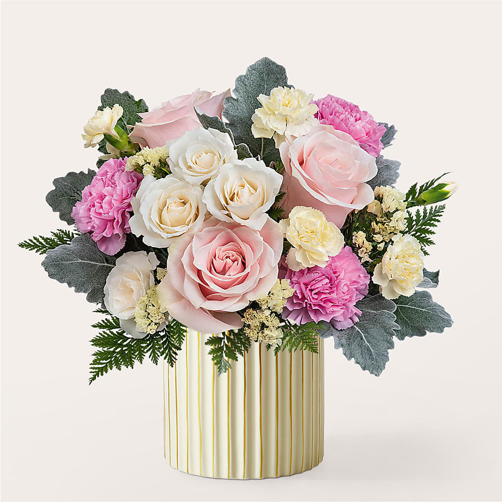 Blissful Moments Bouquet with Ivory Vase – Bakers, Wichita KS