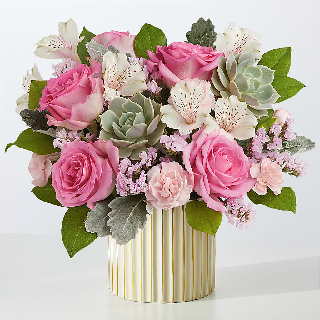 Dusty Rose Bouquet with Ivory Vase – Bakers, Wichita KS