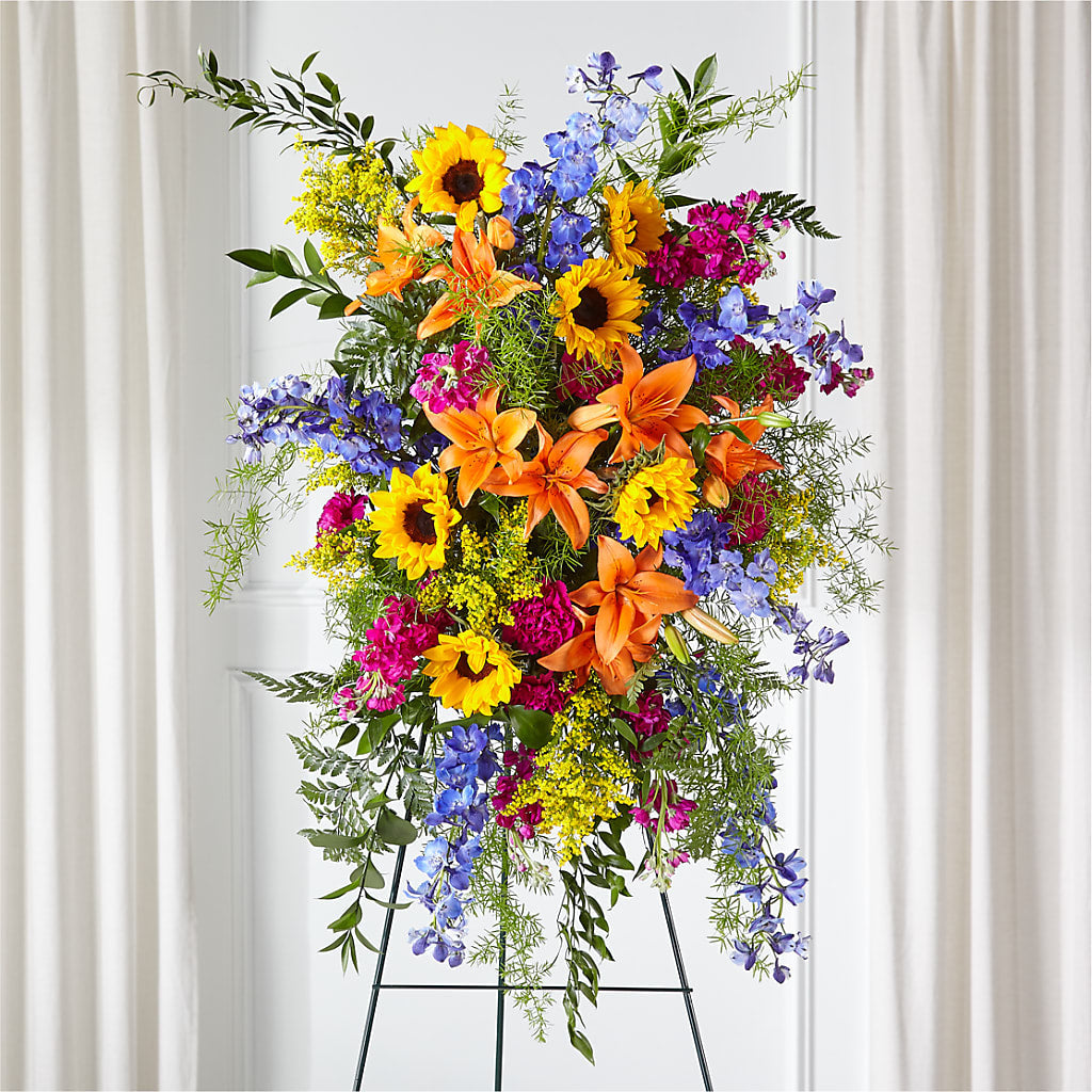 Sunlit Memories Standing Spray (Standard) – Bakers, Wichita KS