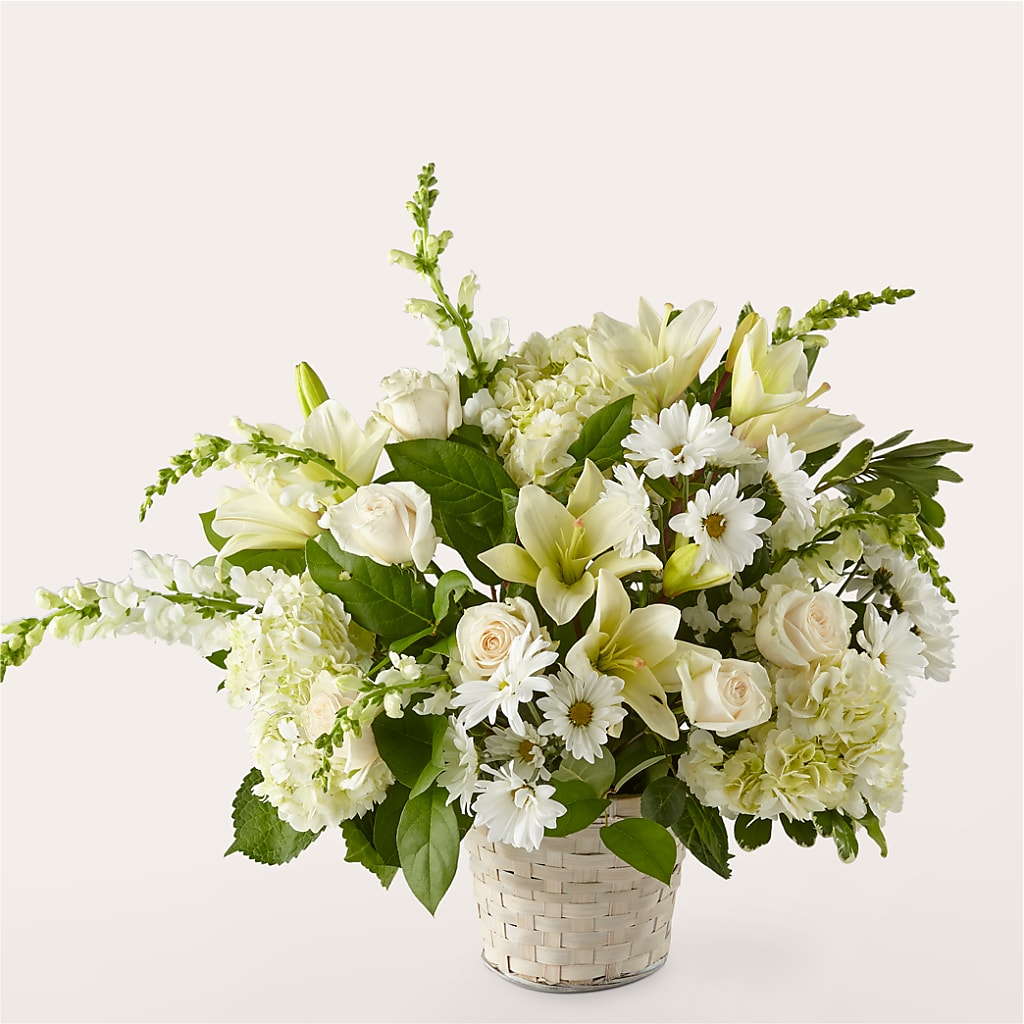 Ivory Elegance Floral Basket – Bakers, Wichita KS