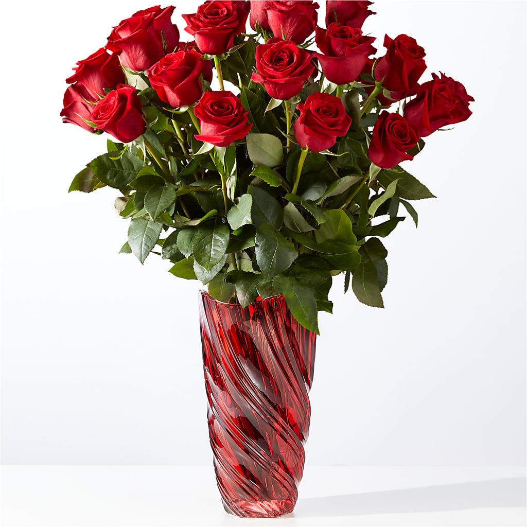 Classic Love Red Rose Bouquet with Luxe Swirl Vase – Bakers, Wichita KS