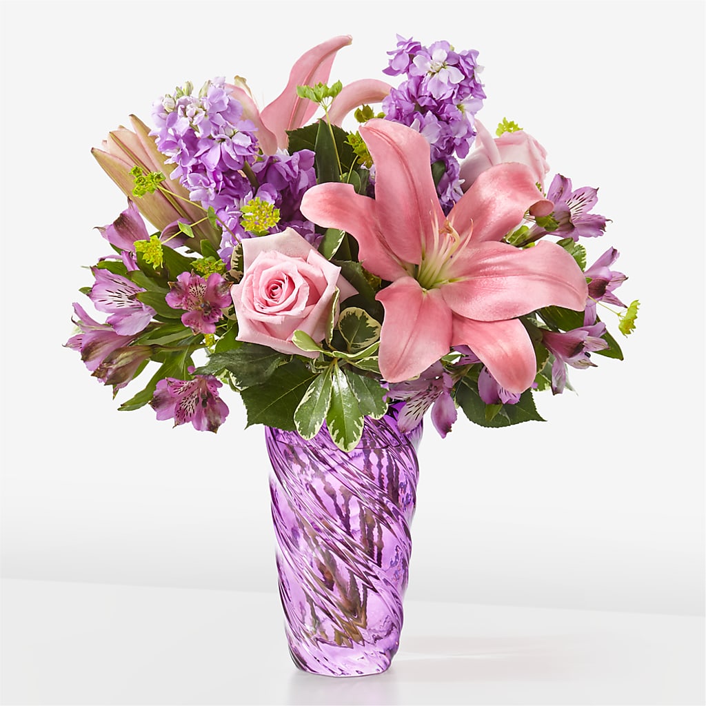 Precious Petals Bouquet with Luxe Swirl Vase – Bakers, Wichita KS