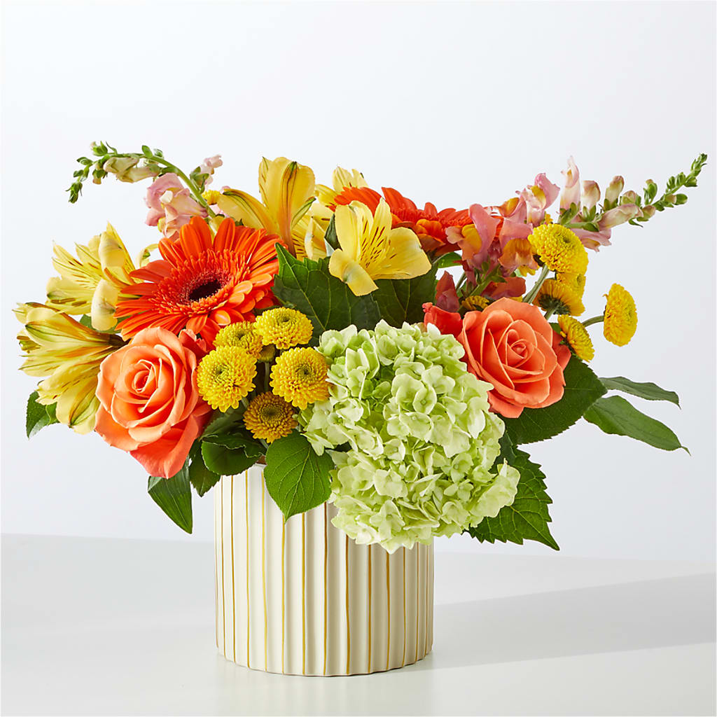 Autumn Sunshine Bouquet with Ivory Vase –  Bakers, Wichita KS