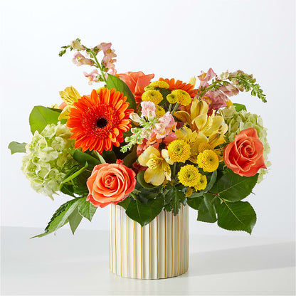 Autumn Sunshine Bouquet with Ivory Vase –  Bakers, Wichita KS