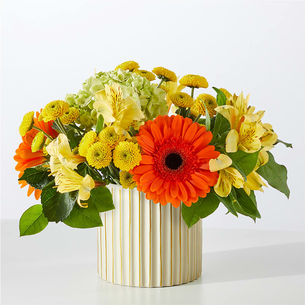 Autumn Sunshine Bouquet with Ivory Vase –  Bakers, Wichita KS